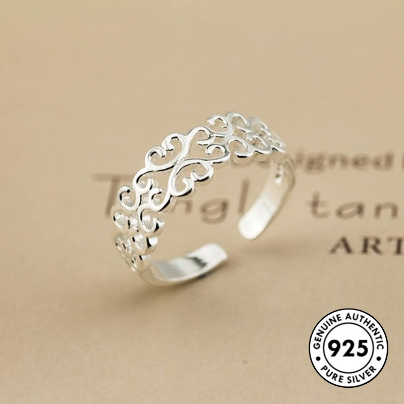 Cincin Desain Hati Hollow Bahan S925 Silver