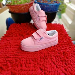  Sepatu  Vans  Anak  Cewek Full Soft Pink Perekat Ukuran kecil  