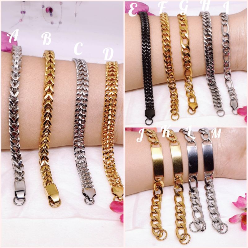 Gelang rantai tebal &amp; lebar titanium asli anti karat tidak alergi uk18- 20Cm GP-52