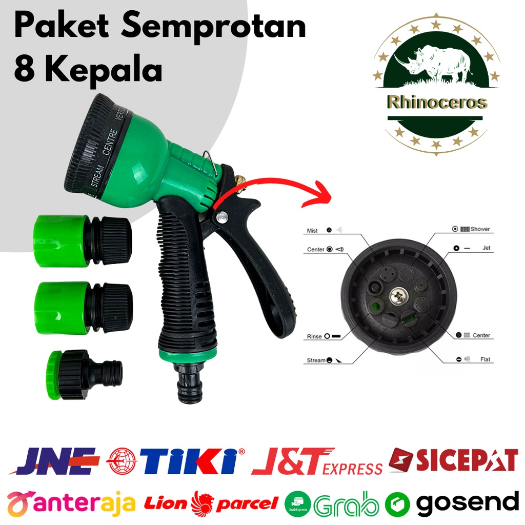 Paket Semprotan Air dan Sambungan Selang Variasi 8 Kepala 1/2 - 5/8 Inch