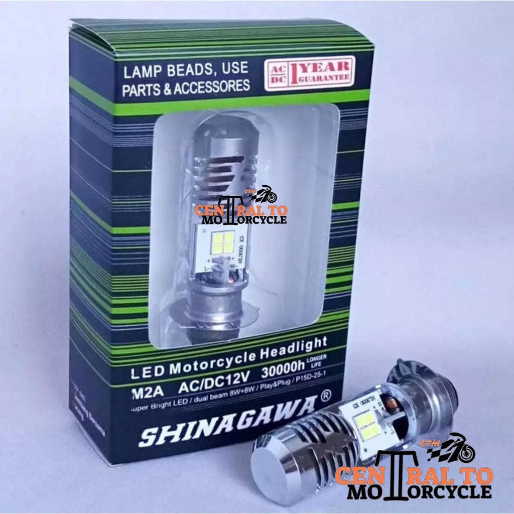 LAMPU LED DEPAN PETIR 6000K AC DC H6 SHINAGAWA 8 MATA LED PUTIH POLOS &amp; SENJA BIRU BEBEK MATIC UNIVERSAL