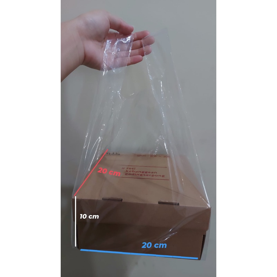 SR PLASTIK KRESEK PE bening uk 23 untuk box 20 x 20 ( pabrik langsung)
