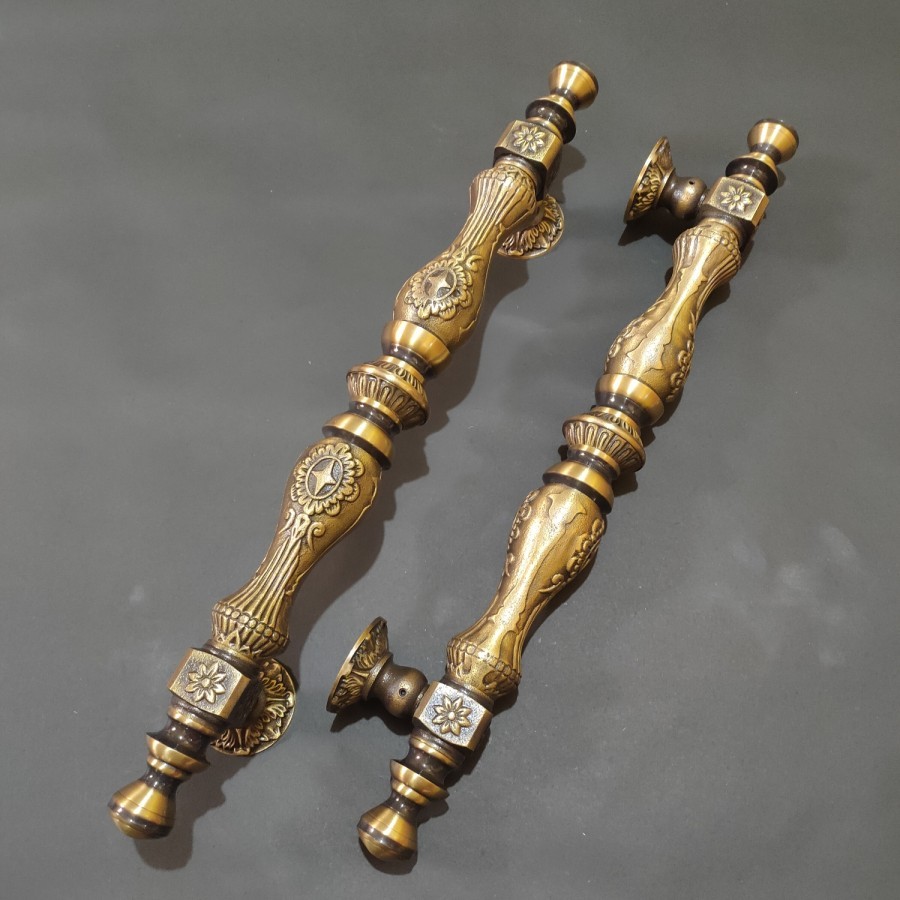 HANDLE PINTU RUMAH KUNINGAN BAUT TEMBUS 52CM