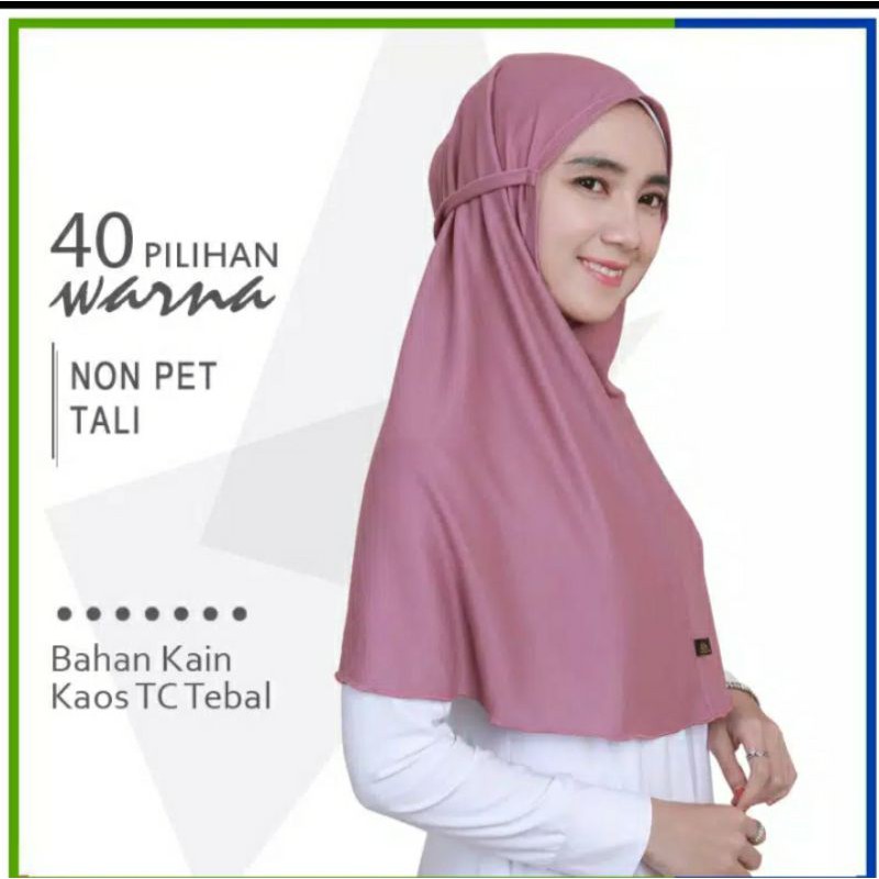 TERBARU BERGO KAOS Jilbab non pet tali bahan kaos