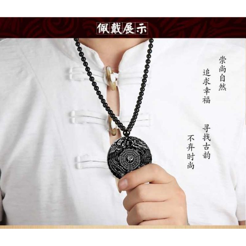 KALUNG OBSIDIAN HITAM NAGA PHOENIX BAGUA PATKWA