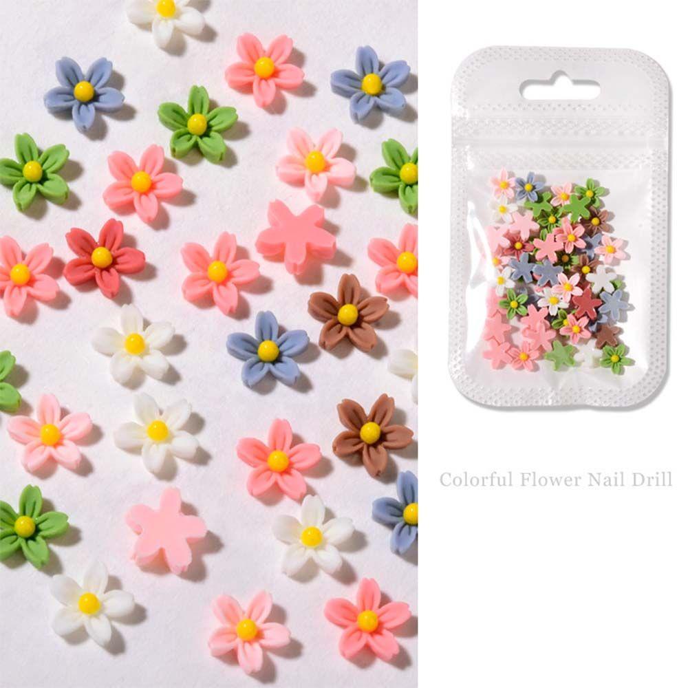 Mxbeauty 50 PCS Ornamen Bunga Mini 3D Bahan Resin Transparan Untuk Dekorasi Nail Art