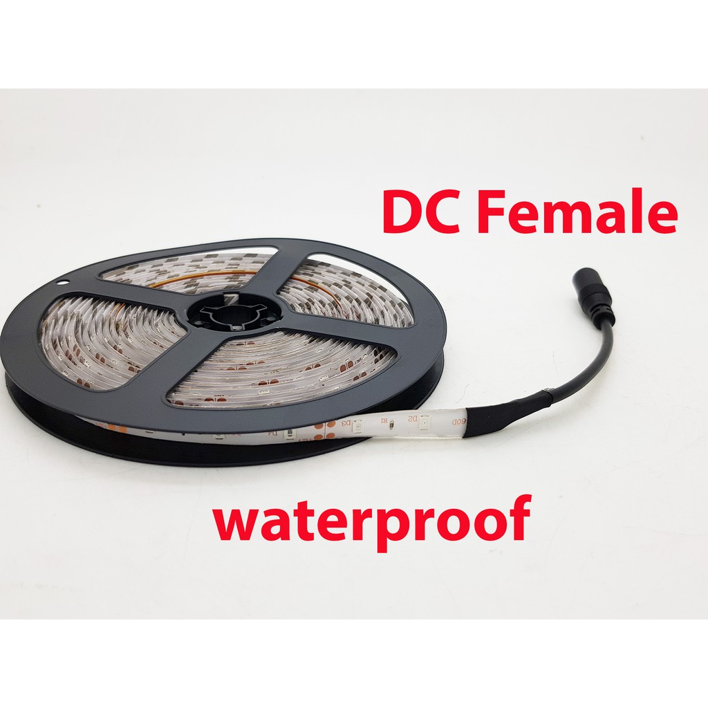 LED Strip 3528/2538 Outdoor + socket dc female RED / merah waterproof