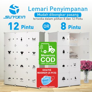 Lemari Penyimpanan Baju Portabel Bongkar Pasang 8 atau 12 Lemari Penyimpanan Baju Portabel Bongkar Pasang 8 atau 12