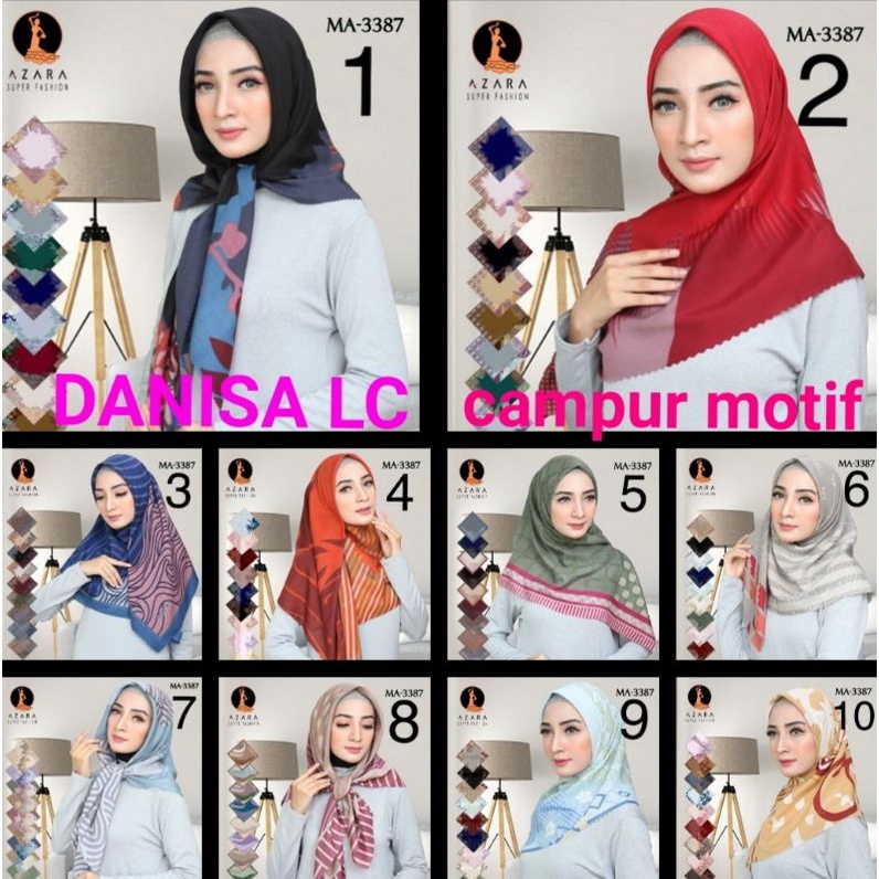 MURAH ! HIJAB DANISA SQUARE LC BAHAN POLYCOTTON PREMIUM AZARA LASER CUT JILBAB KERUDUNG SEGI EMPAT