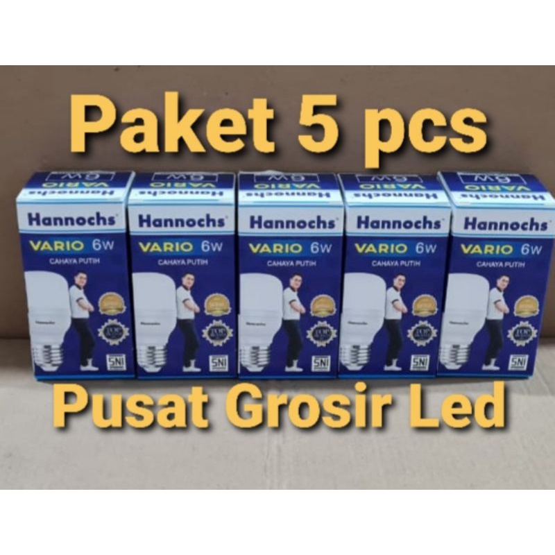 Paket 5 Pcs Hannochs Vario 6 watt Cahaya putih