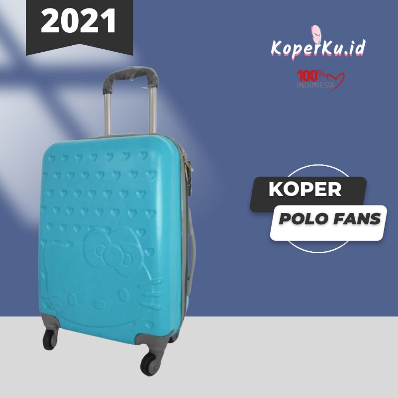 Koper_ku.id - Tas Koper Polo Fans  Ukuran 16 Inch Type 2021 Hello Kitty Biru Muda Koper umroh Koper 