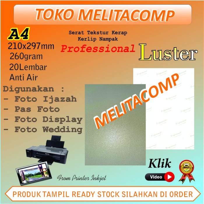 

(DISKON TERMURAH) Professional silky luster A4 Kertas Foto