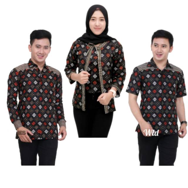 Kemeja Hem Atasan Couple Batik Pria Wanita Motif Abbas