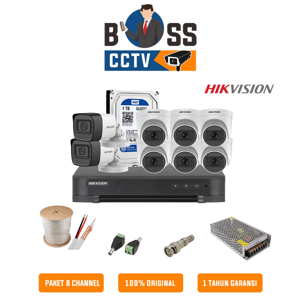 PAKET KAMERA CCTV 8 CHANNEL HIKVISION