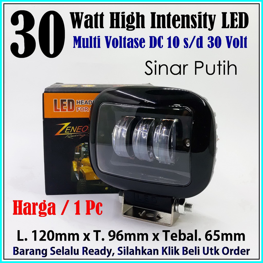 Lampu sorot tembak LED 30 watt oval 12 volt 24 volt - casing hitam