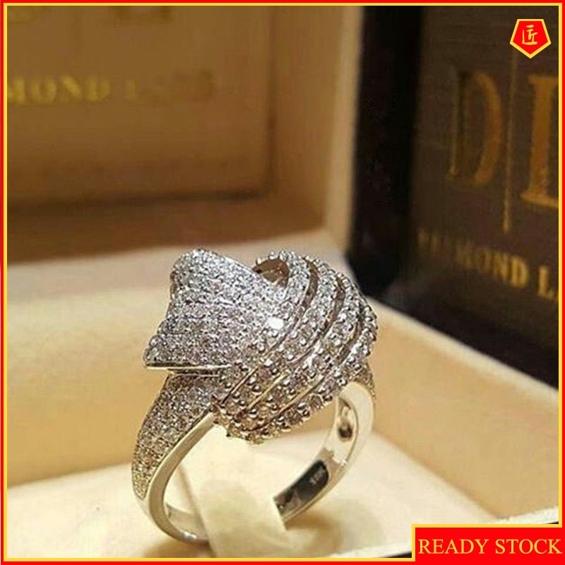 [Ready Stock]Fashion Luxury Creative Winding Full Diamond Ring