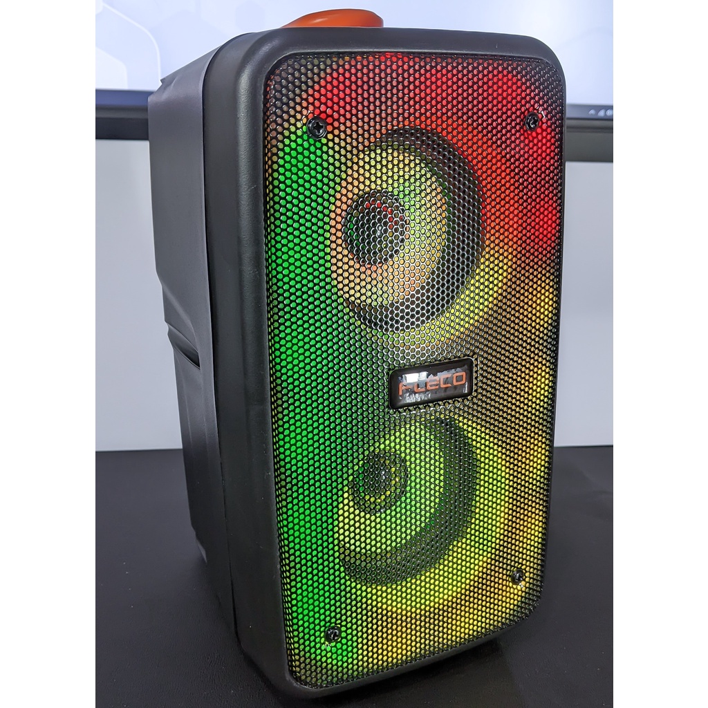 SPEAKER Portable KARAOKE BLUETOOTH F-3266 F 3266 Wireless Rechargable FM Radio Cool LED Light