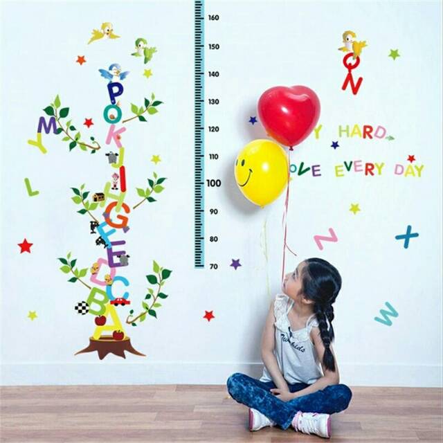 RELIZA WALLSTICKER ALPABETH STUDY HURUF TINGGI BADAN ANAK GROW UP SK9087 STIKER DINDING