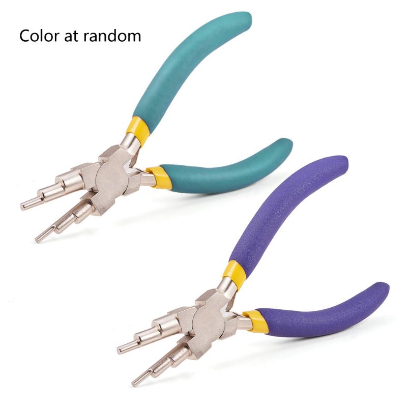 SIY  6 in 1 Wire Wrapper Looping Forming Jewelry Plier 6-Steps Multi Size Barrels Pliers Bail Jewelry Making Colors at Random