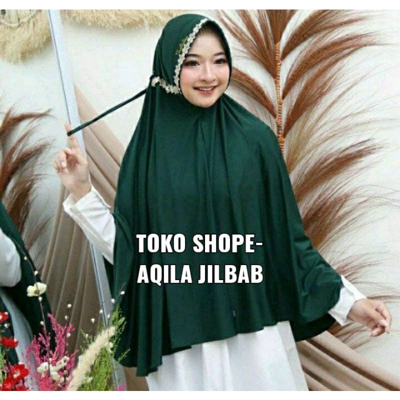 (COD) WAOW - Jilbab Instan Serut Renda/ Hijab Serut Jumbo Jilbab Jumbo