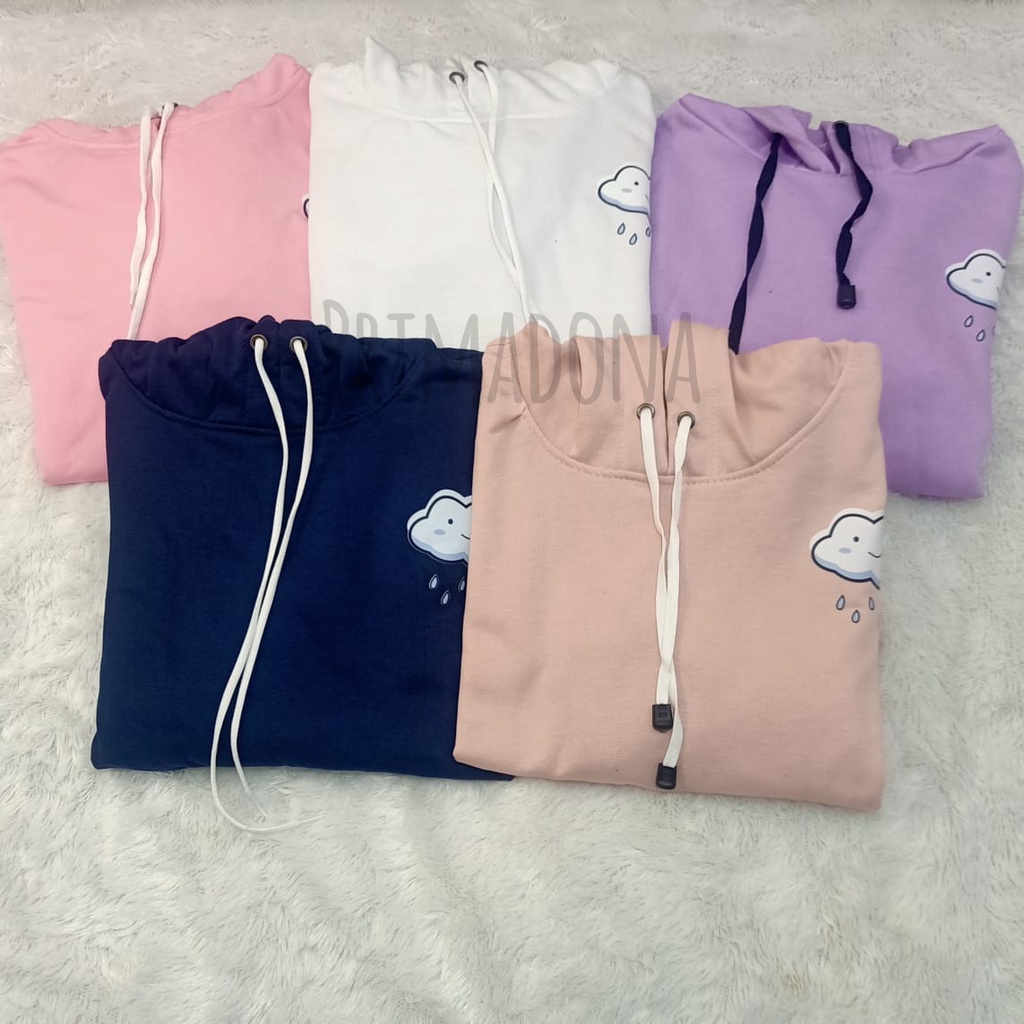 Sweater Hoodie Wanita Kekinian Korea Cloud Rain Sweter bahan fleece tebal-4