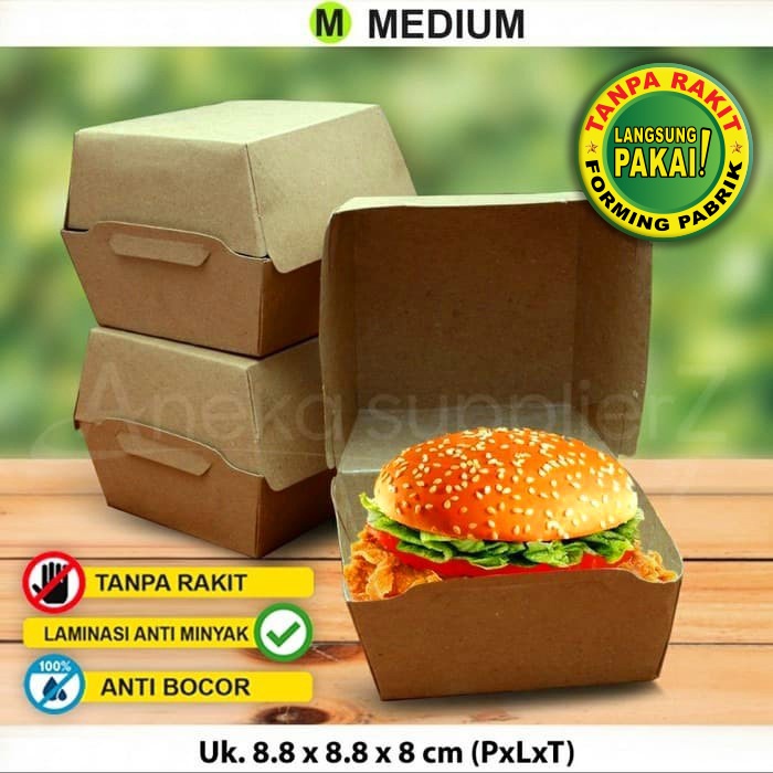 

Kotak Box Burger | KRAFT COKLAT - M (50 PCS)