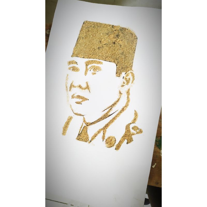 Lukisan Serbuk Kayu Wajah Ir.Soekarno