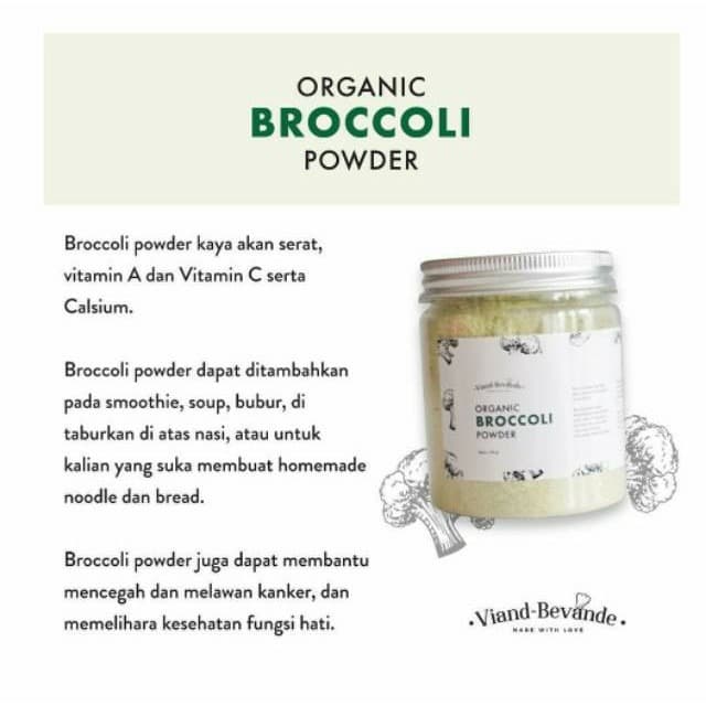 

PRODUK TERBARU - VIAND-BEVANDE BROCCOLI POWDER 100GR - BROKOLI BUBUK ORGANIK