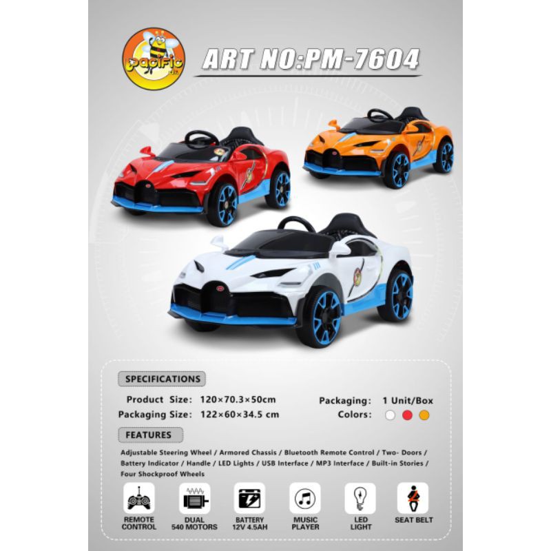 MOBIL AKI  ANAK PASIFIC 7604 AKI 12VOLT COCOK BUAT KADO ANAK