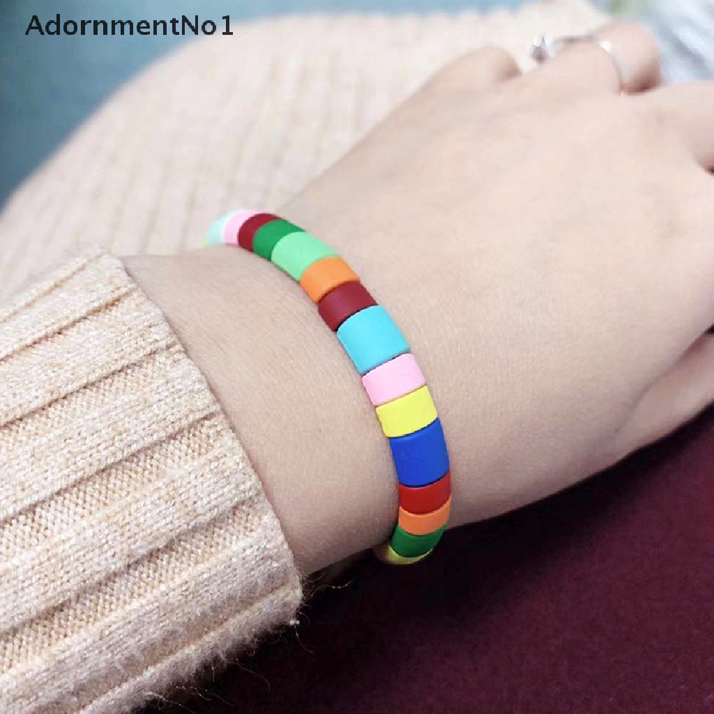 (AdornmentNo1) Gelang Tangan Tumpuk Elastis Handmade Gaya Bohemia Motif Geometri + Hollow Untuk Wanita