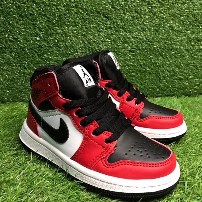 SEPATU KIDS NIKE AIR JORDAN 1 MID CHICAGO BLACK TOE PK ORIGINAL BNIB