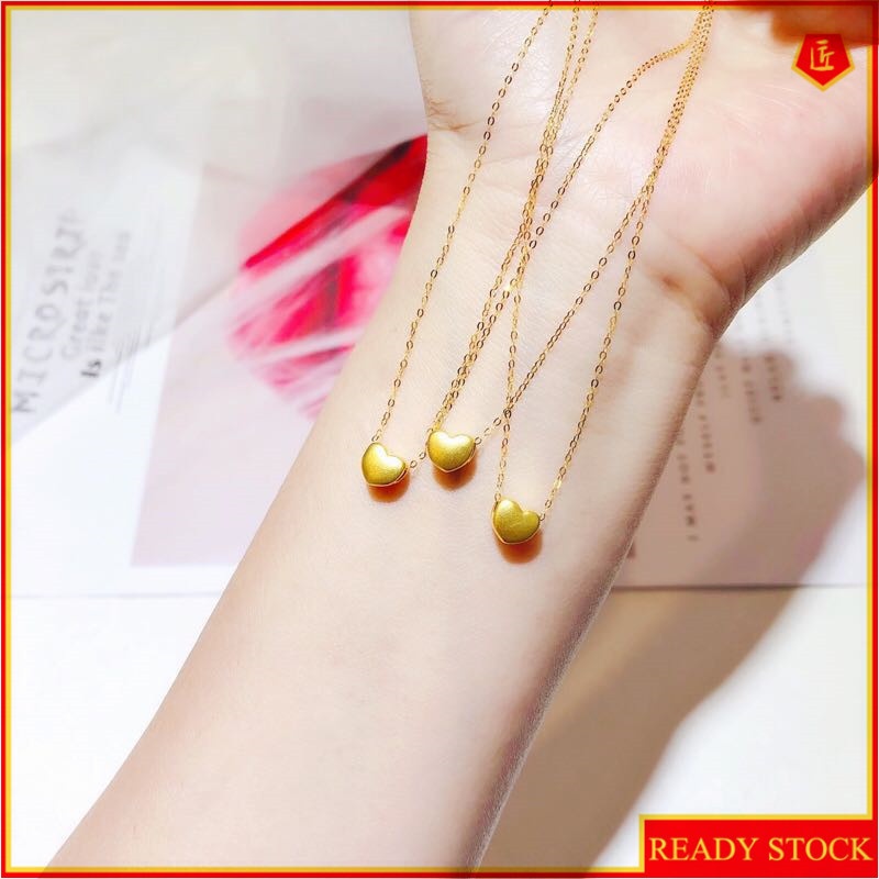 [Ready Stock]Fashion Love Heart-Shaped Gold-Plated Pendant Simple Necklace