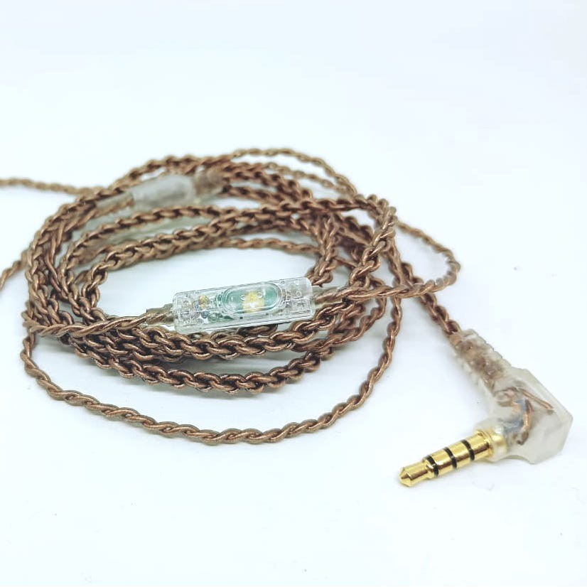 New Braid Copper Transparent Jack L With Mic Cable Replacement