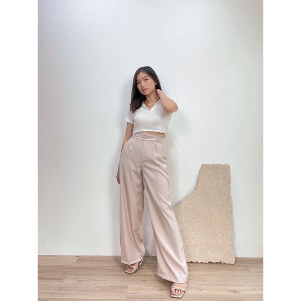 lookatmeofficial • Clara Cullote - Celana Kulot Highwaist Polyester Loose Pants