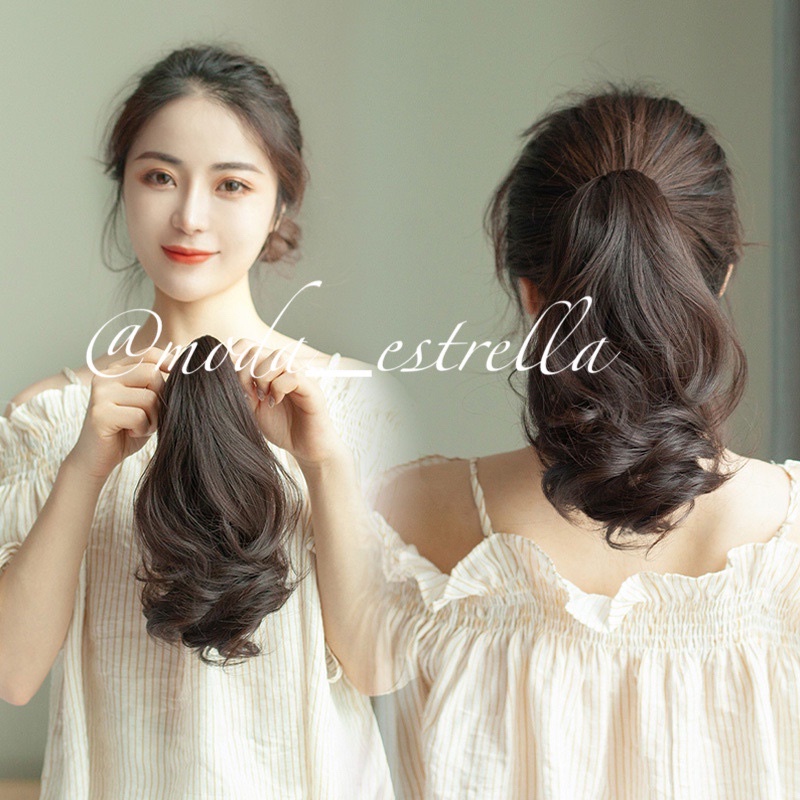 PONYTAIL JEPIT CURLY SHORT/JEPITAN RAMBUT PALSU KERITING PENDEK/JEPITAN EKOR KUDA FAKE HAIR/HAIRCLIP