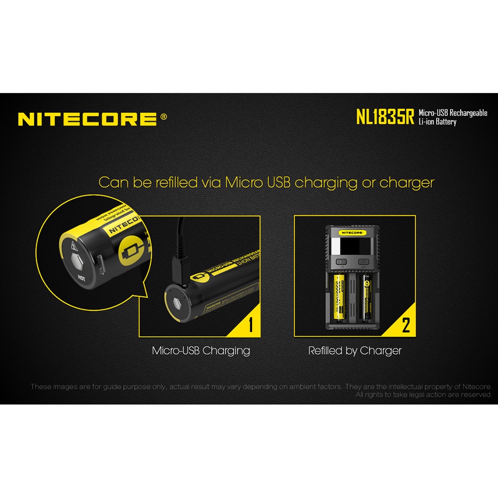 TERLARIS NITECORE Baterai  NI26650A 4200mAh 40A 3.7V, Batre type 18650 Micro USB Rechargeable Li-ion Battery 3500mAh - 3400mAh 3.7V, 2300mAh -  BATERAI TYPE 14500 Baterai Li-ion 850mAh 3.7V