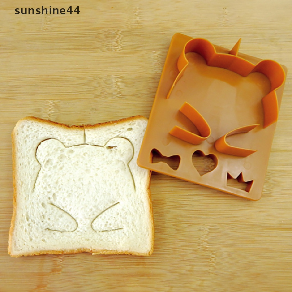 Sunshine Cetakan Pemotong Roti Sandwich Bentuk Wajah Beruang 3D Dengan 3 Ekspresi