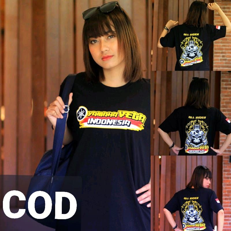 Kaos Yamaha Vega ZR Indonesia All Rider Motor Racing Pria Wanita Hitam Original Distro Lengan Pendek