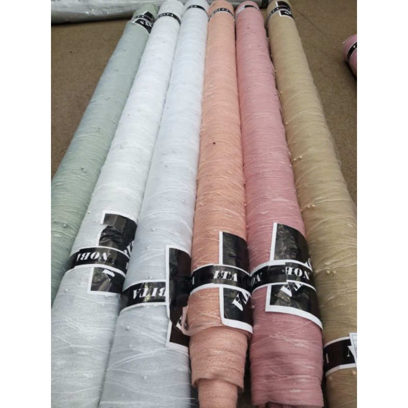 BAHAN/KAIN TULLE AKAR MUTIARA GLITER/KAIN TULLE NOBITA/BAHAN KEBAYA ATASAN/BROKAT KEBAYA