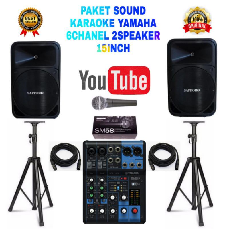 PROMO PAKET SOUND YAMAHA MIXER 6 CH 15 INCH SAPPORO