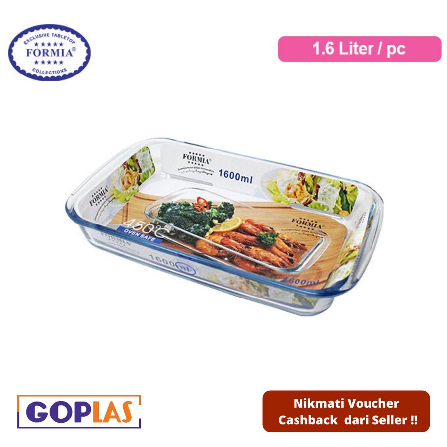 Wadah Saji Kaca 1600ml Merk Formia - Bake & Serve Rect Dish