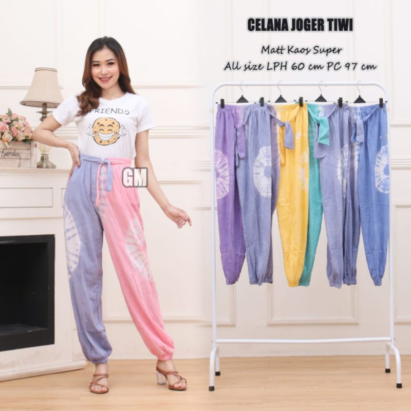 Celana panjang terbaru motif pelangi tye dye