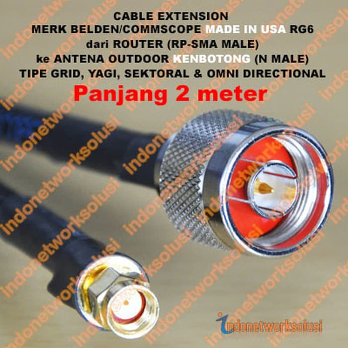 KENBOTONG CABLE KABEL COAXIAL EXTENSION ke ANTENA GRID SEKTORAL YAGI OMNI 2m