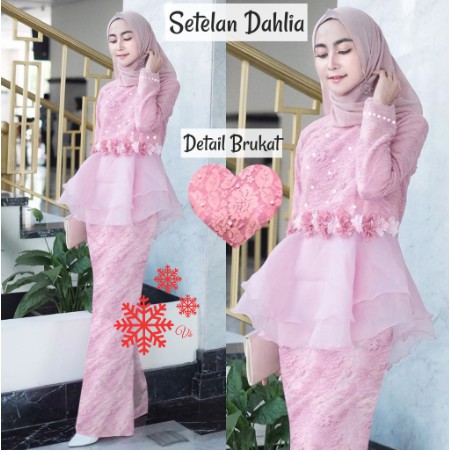 SETELAN BROKAT TERBARU  Ashanty Gown baju pesta Brokat Tabur mutiara velvet