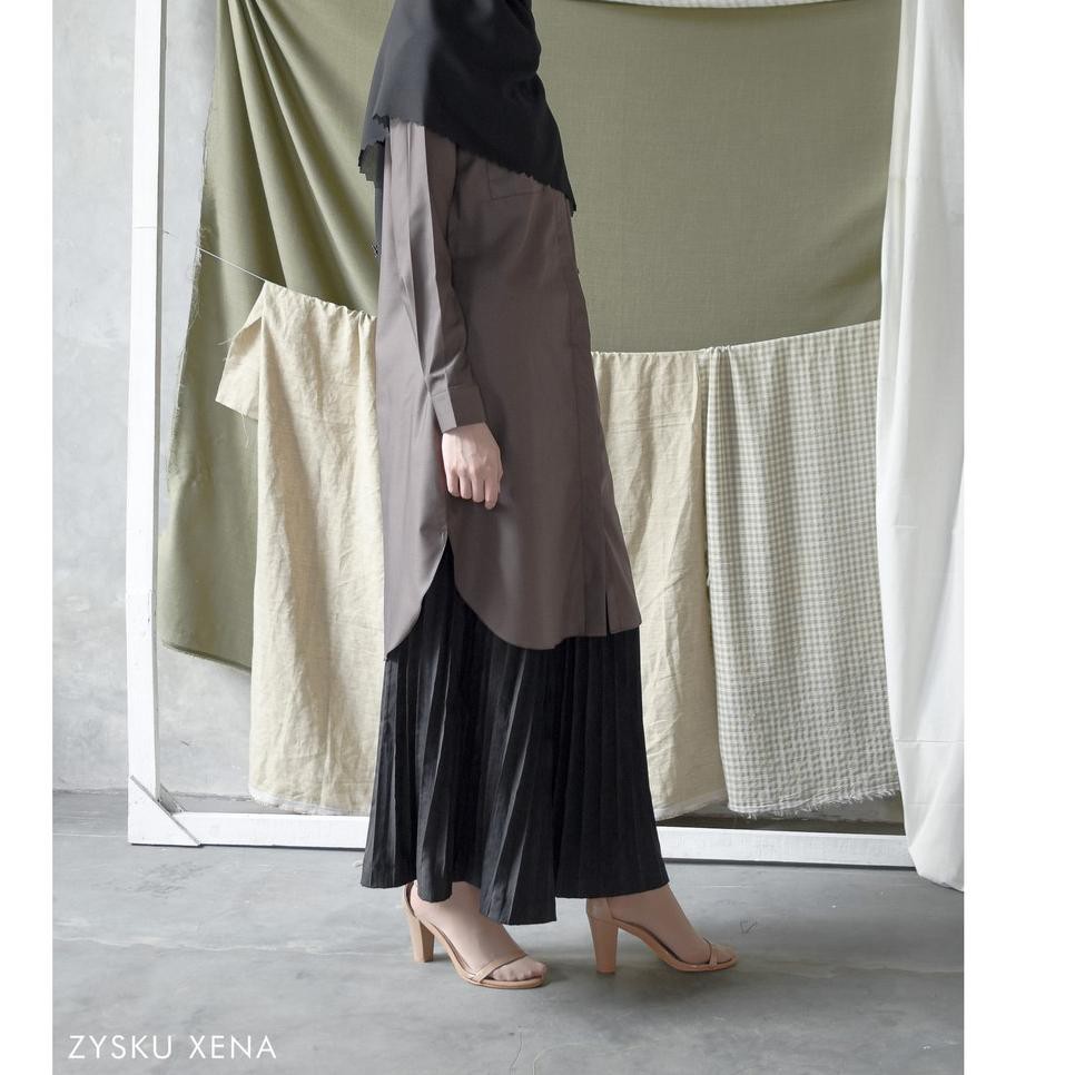 Turun Harga Basic Long Shirt - Umber Brown | Zysku Xena BRU