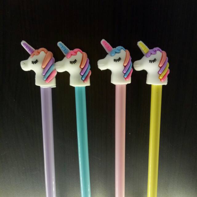 

Pulpen pena tinta hitam UNICORN gel ink pen black souvenir