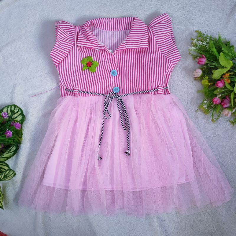 Dres baju anak perempuan Kemeja tutu,,motif kotak2 dan salur