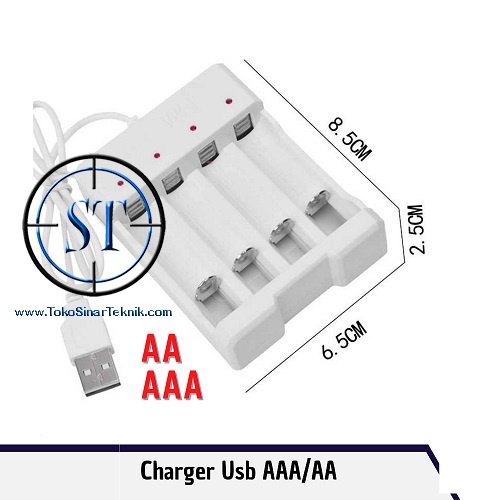 Charger Baterai USB Plug 4 slot for AA AAA Case Casan Battre Battery Batre A2 A3 5V isi 4 Isi Ulang Batrei Jam