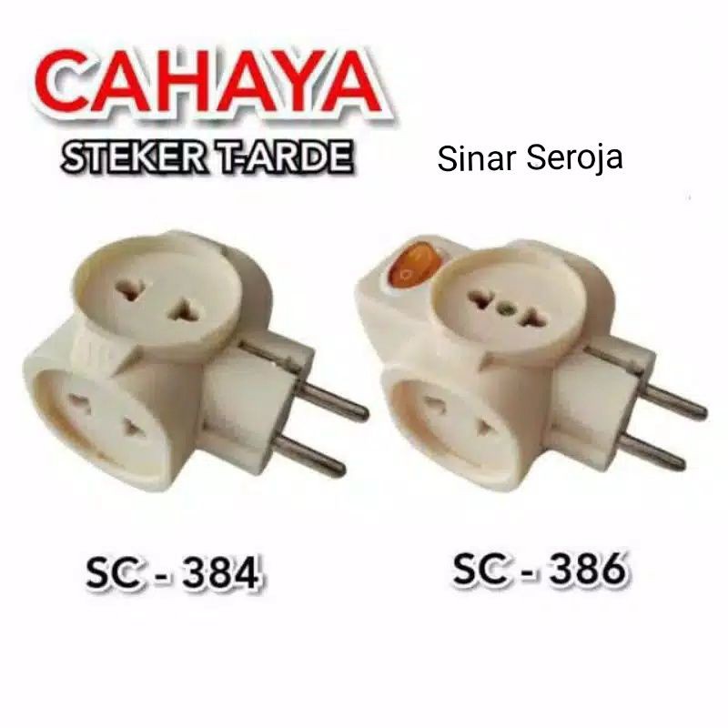 Steker T Colokan 4 Lubang MT - 317 /  MT - 317S T Arde Cahaya 4 Arah