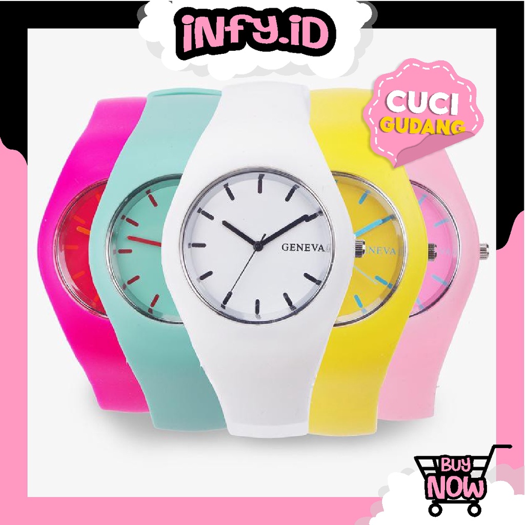 INFY - Jam Tangan Geneva Quartz Strap Jelly Rubber Karet Fashion Wanita Pria Import Murah JT014